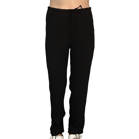 Zara Pants Black Summer Tie Waist Casual Straight Leg Boho Vacation Size Medium - Picture 3 of 4